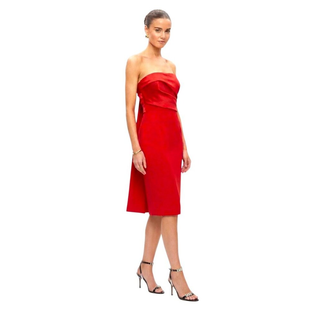 NWT Rene Ruiz Red Strapless Couture Evening Dress Draped Back SZ 6 $995